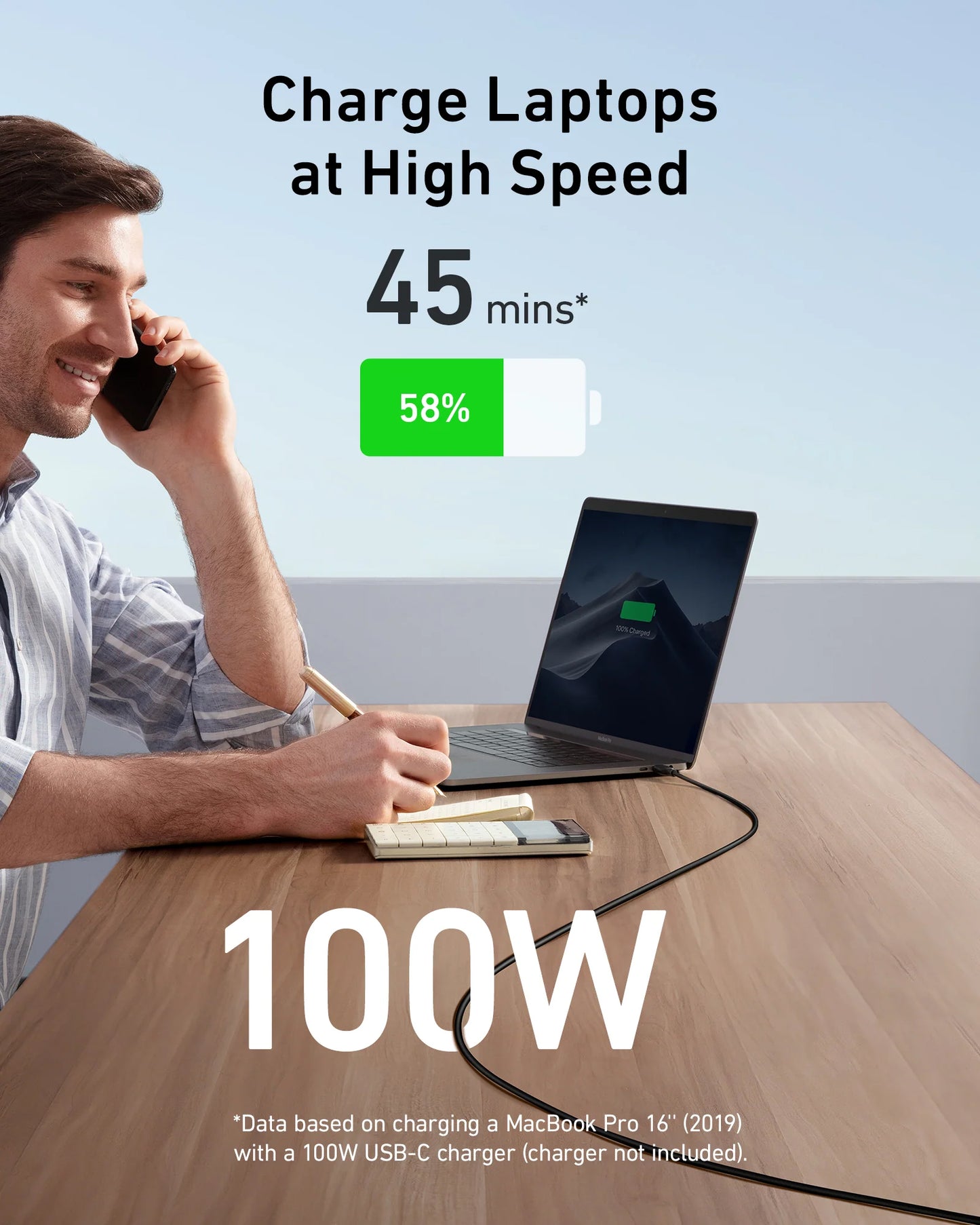USB-C Data and Charging Cable - USB-C Anker 543, 100W, 1.8m, Black A80E2G11 