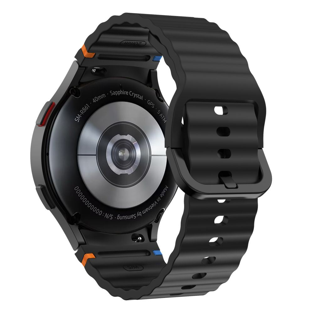 Tech-Protect Silicone Sport Strap for Samsung Galaxy Watch7 / Watch FE / Watch6 / Watch5 / Watch4 Series, Black 