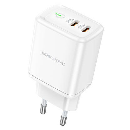 Network Charger Borofone BN9, 35W, 3A, 2 x USB-C, White 